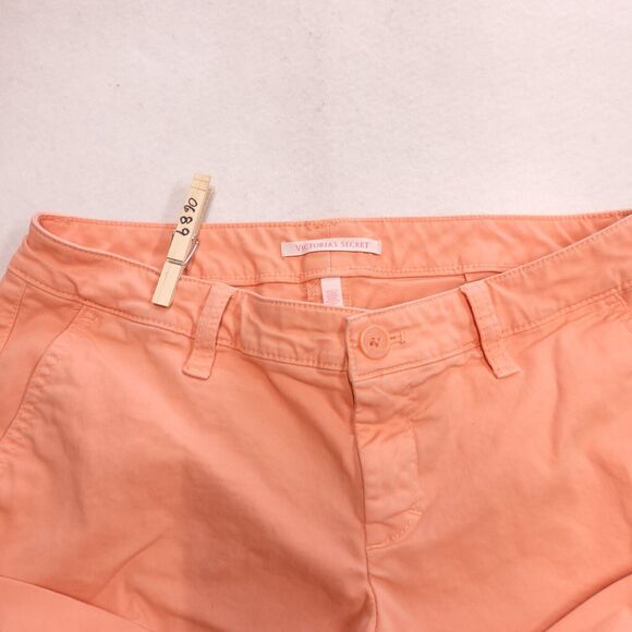 Victoria's Secret Button Zip Light Wash Chino Short Shorts Womens Size 4 Orange - Picture 1 of 10
